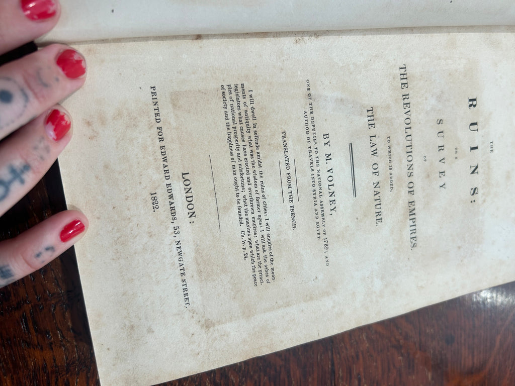 *printed in 1822* Ruins: or a survey of the revolutions of empires