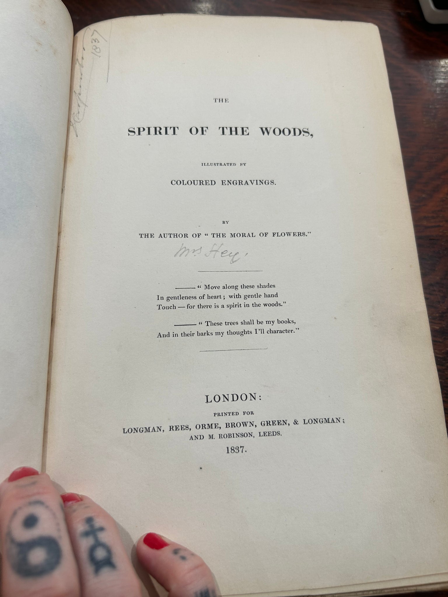 *printed in 1837* The spirit of the Woods