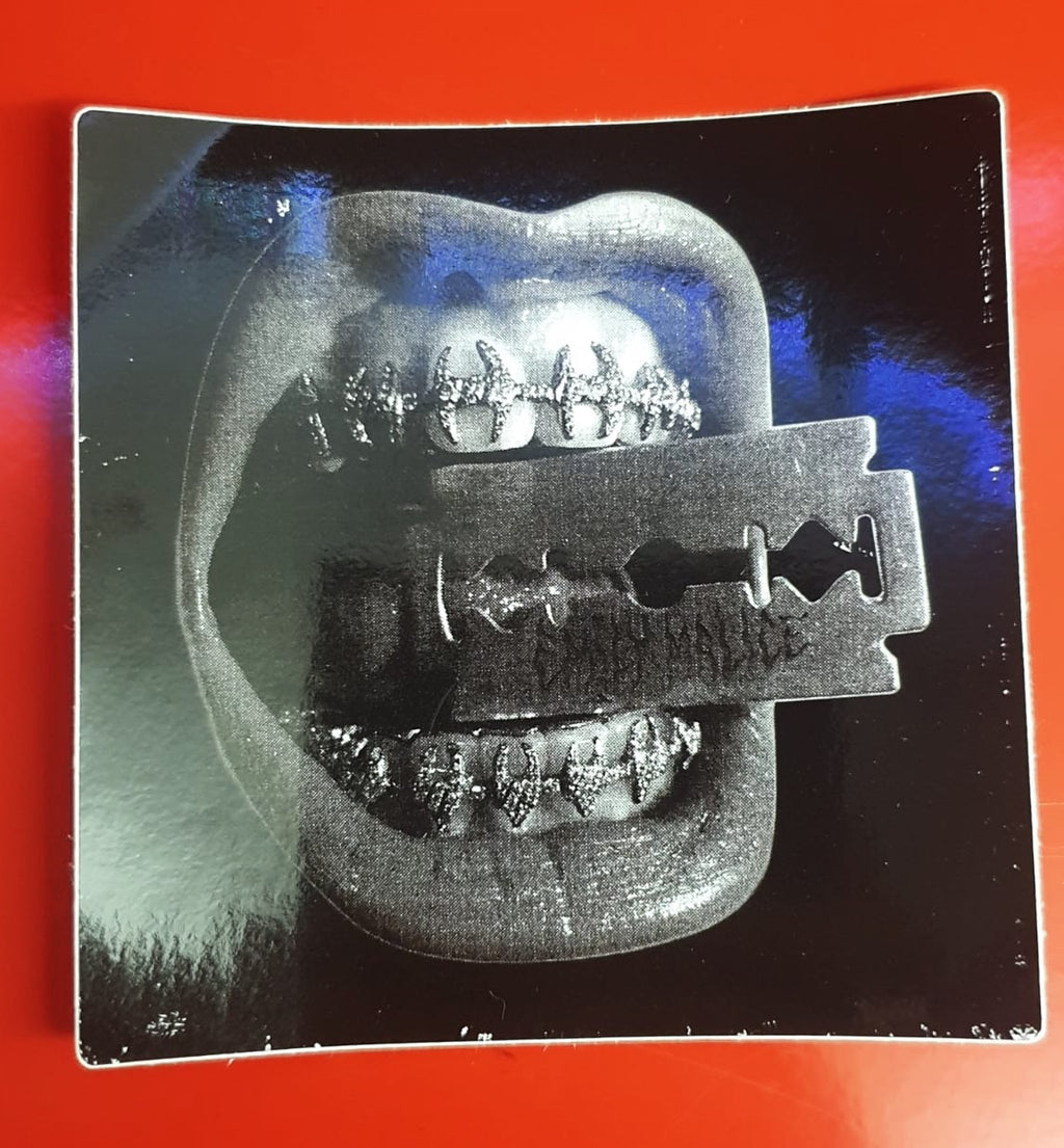 Square Razor blade mouth sticker
